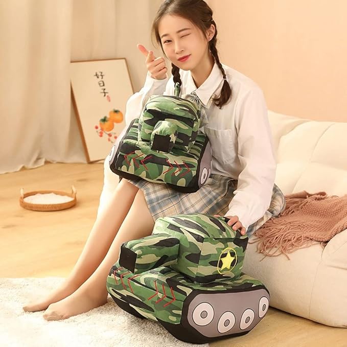 Tank Car Plush Dolls Simulation Peluche Toys Novelty Plush Toys.