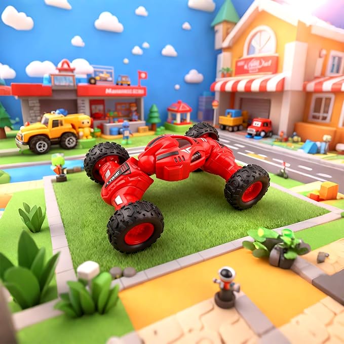 pack of 4 Friction Powered Toy Car for Kids, Press and Go Off-Road Push Car